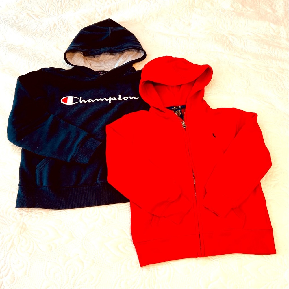 Boys Hooded Sweatshirt Lot Champion and Polo Ralph Lauren Size 7/M